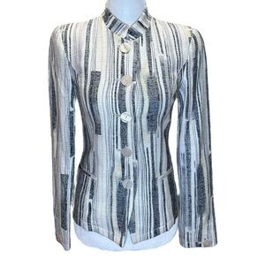 Emporio Armani - Vintage Striped Cotton Blazer - Size 2 US (38 IT), White, Grey